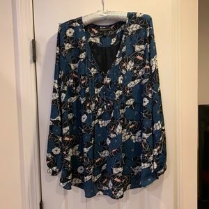 Navy and pink floral maternity top